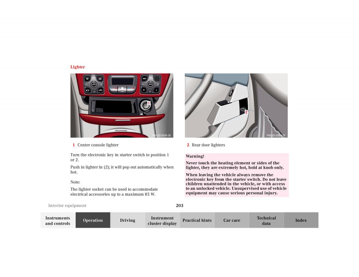 Mercedes Benz S Class W220 owners manual / page 206