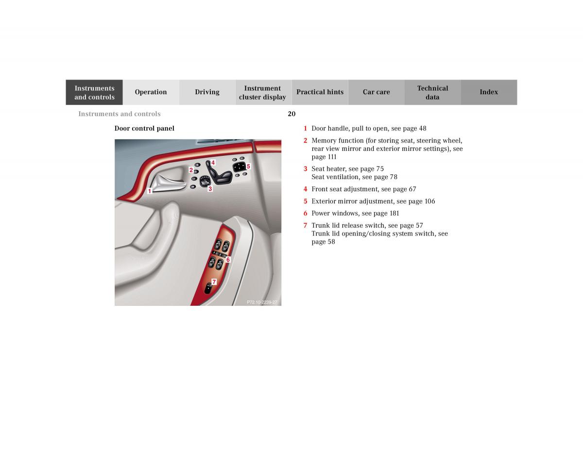 Mercedes Benz S Class W220 owners manual / page 23