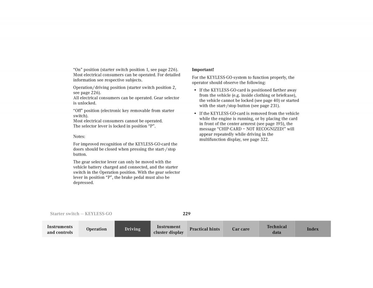 Mercedes Benz S Class W220 owners manual / page 232