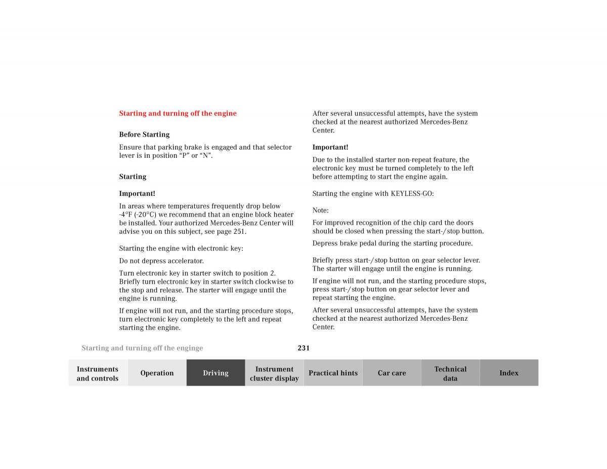 Mercedes Benz S Class W220 owners manual / page 234