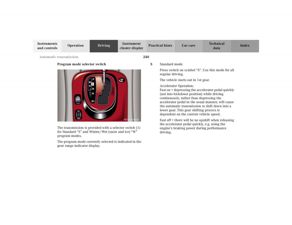 Mercedes Benz S Class W220 owners manual / page 243