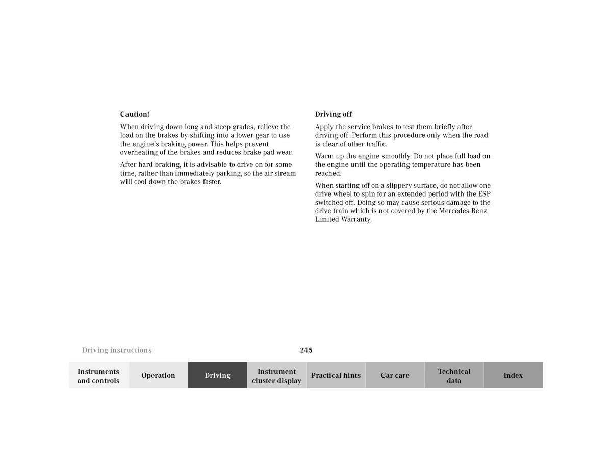 Mercedes Benz S Class W220 owners manual / page 248