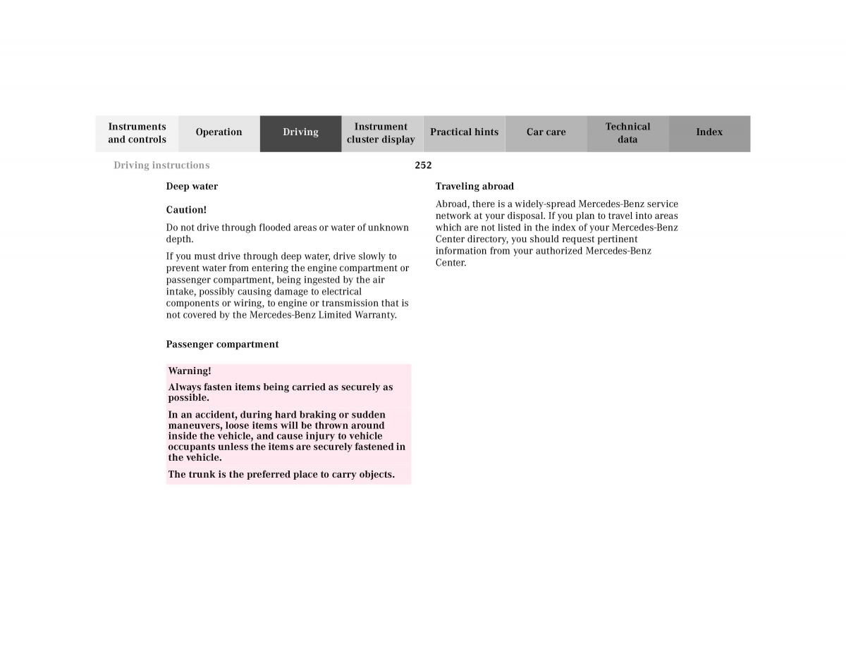 Mercedes Benz S Class W220 owners manual / page 255