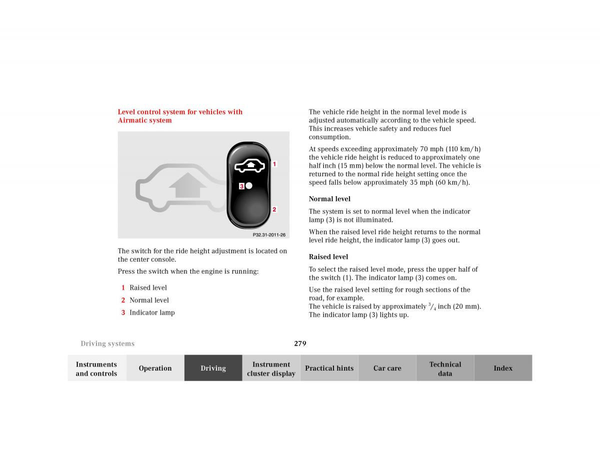 Mercedes Benz S Class W220 owners manual / page 282