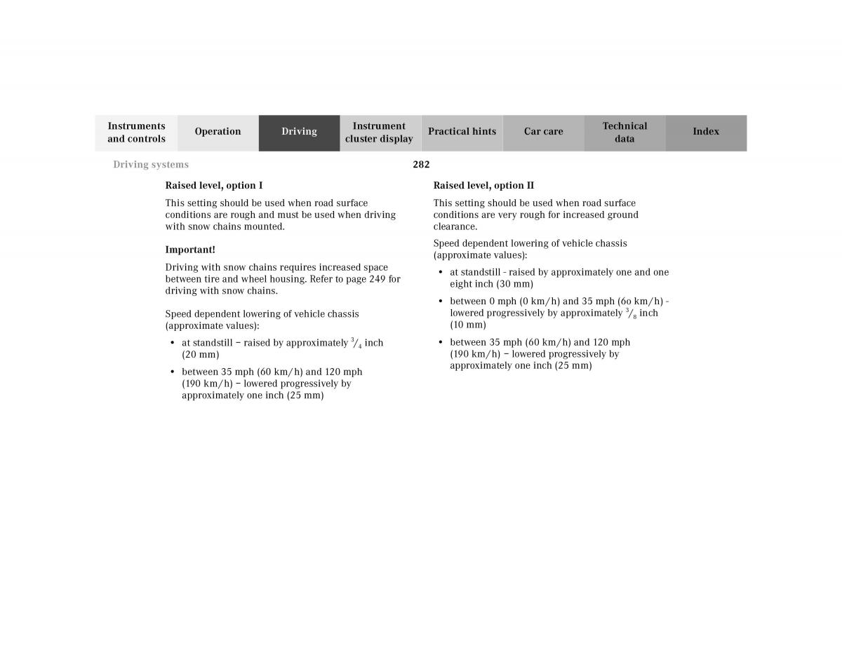 Mercedes Benz S Class W220 owners manual / page 285