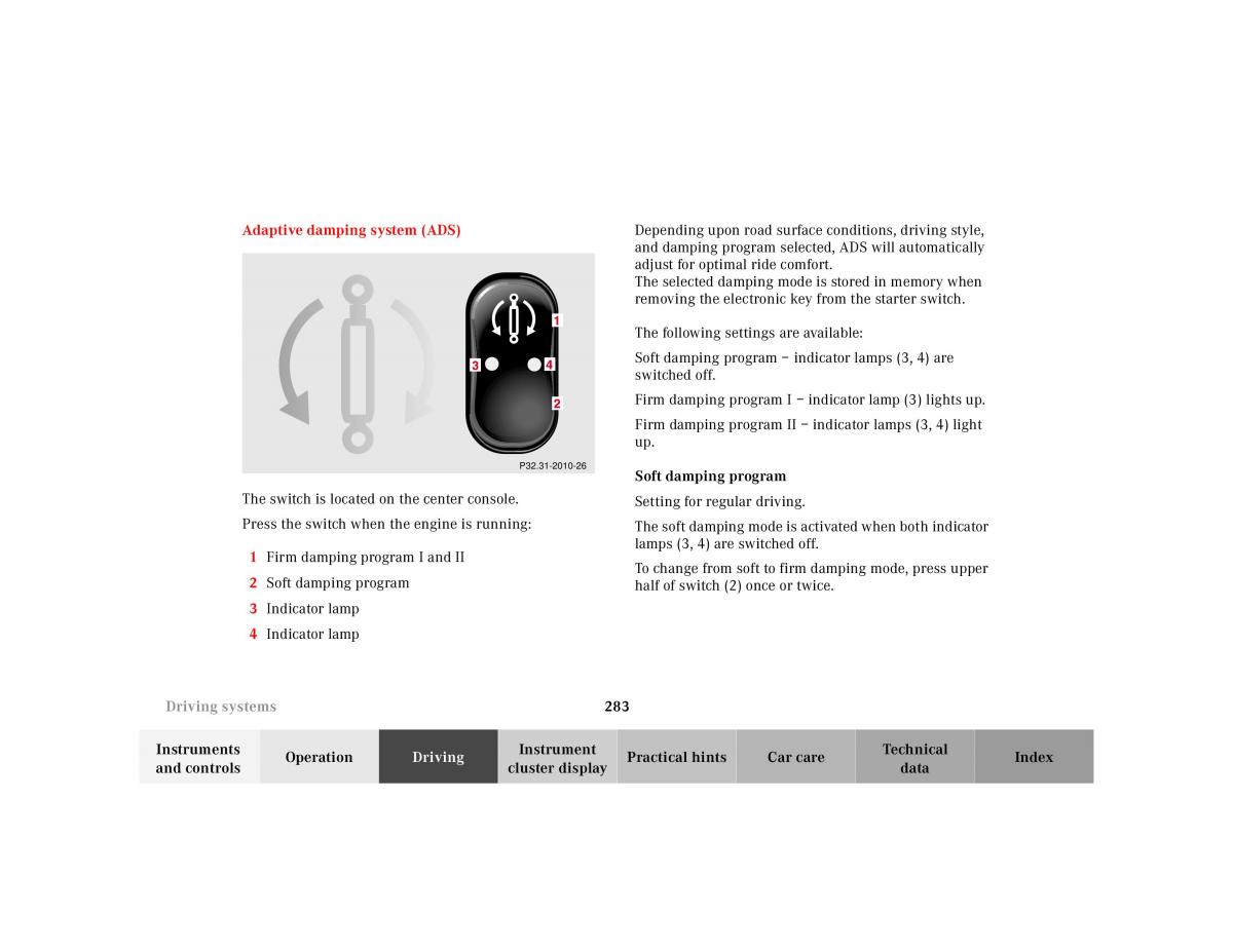 Mercedes Benz S Class W220 owners manual / page 286