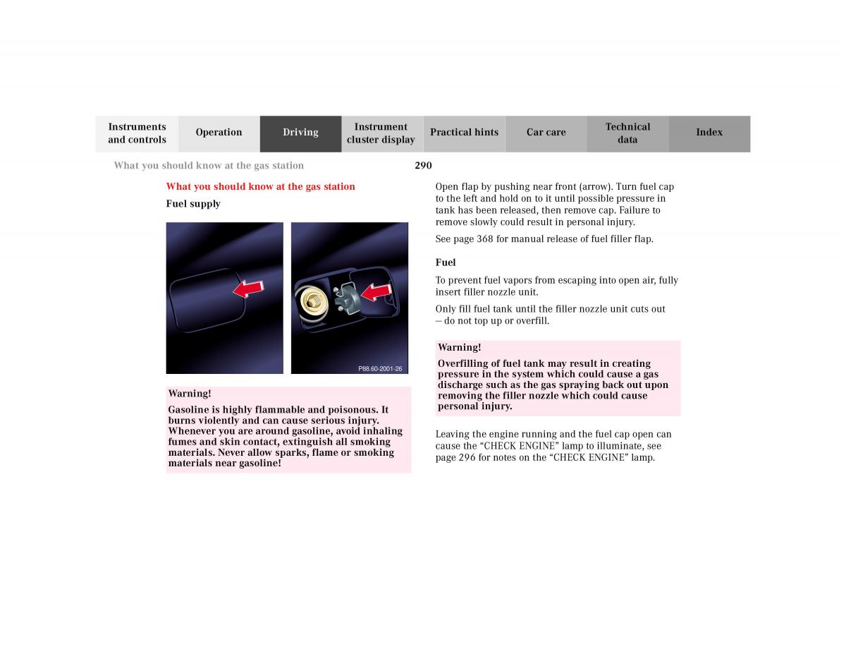 Mercedes Benz S Class W220 owners manual / page 293