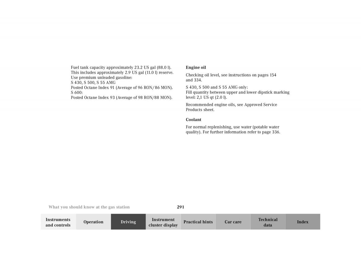 Mercedes Benz S Class W220 owners manual / page 294