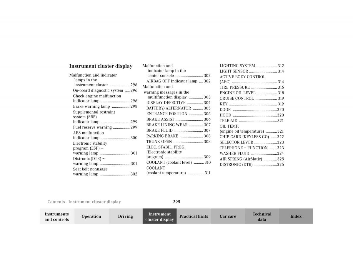 Mercedes Benz S Class W220 owners manual / page 298