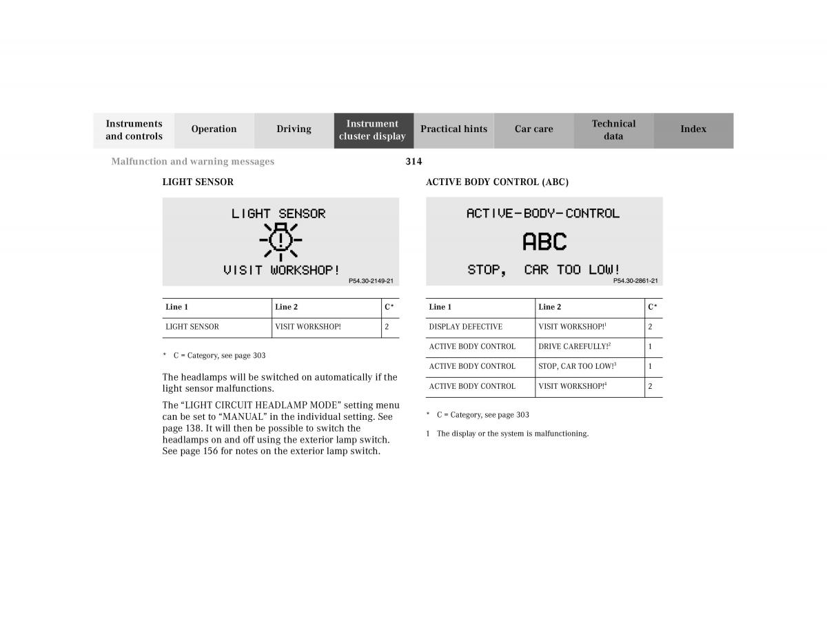 Mercedes Benz S Class W220 owners manual / page 317