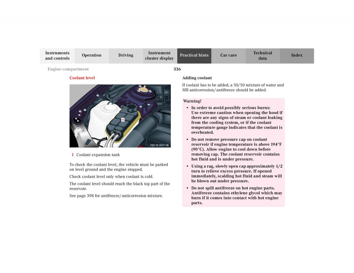 Mercedes Benz S Class W220 owners manual / page 339