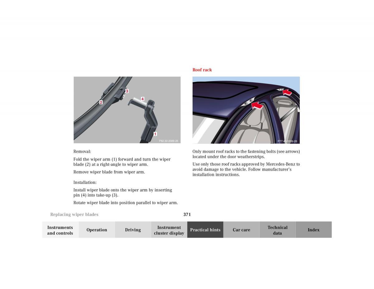 Mercedes Benz S Class W220 owners manual / page 374