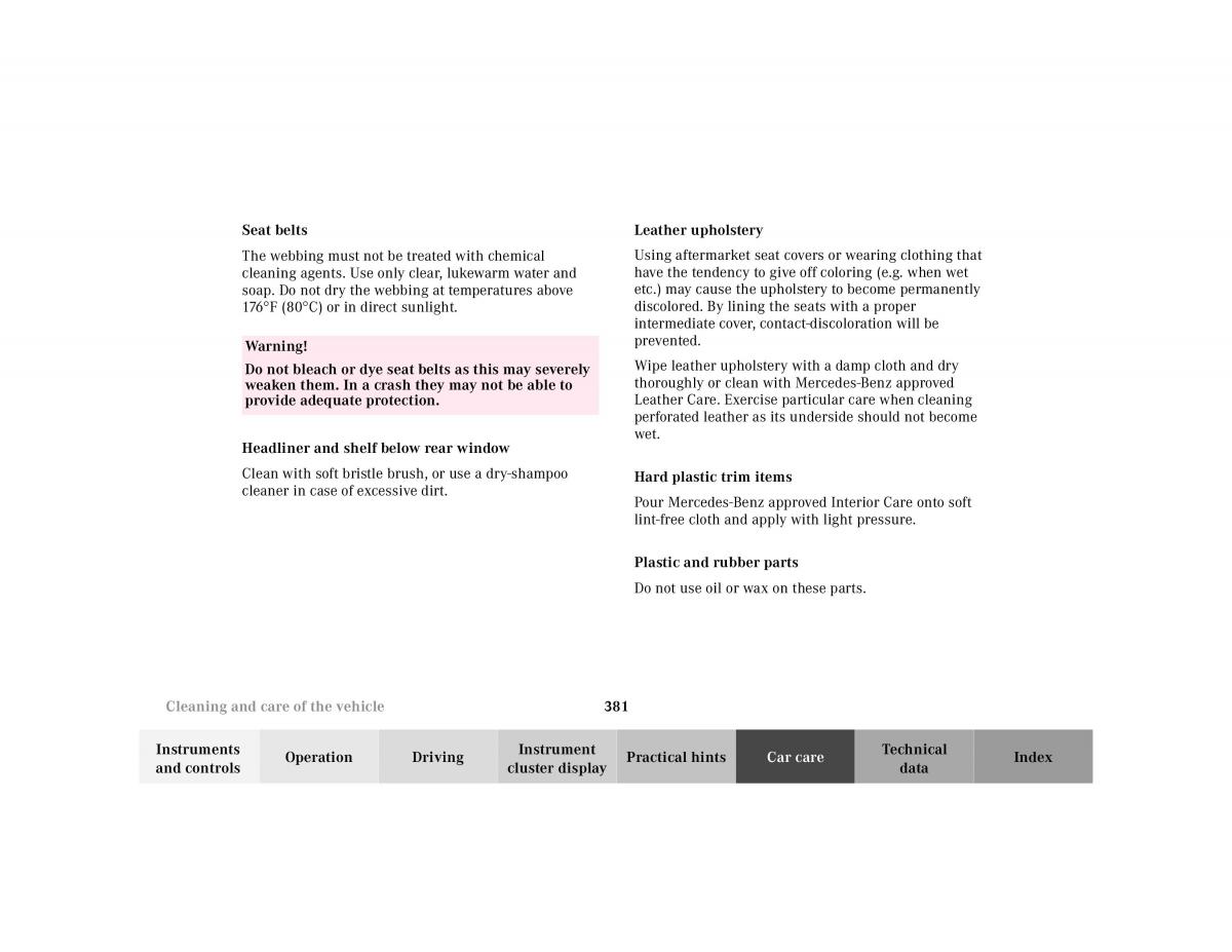 Mercedes Benz S Class W220 owners manual / page 384