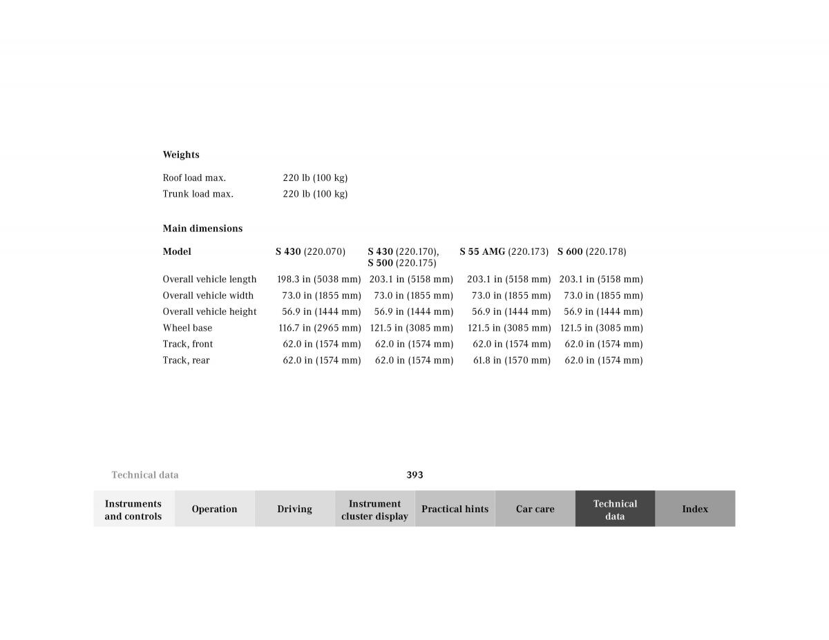 Mercedes Benz S Class W220 owners manual / page 396