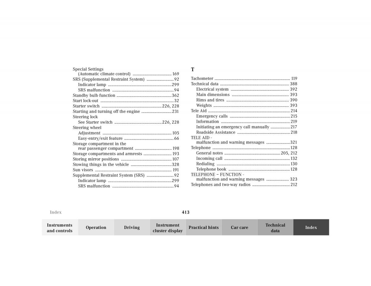 Mercedes Benz S Class W220 owners manual / page 416