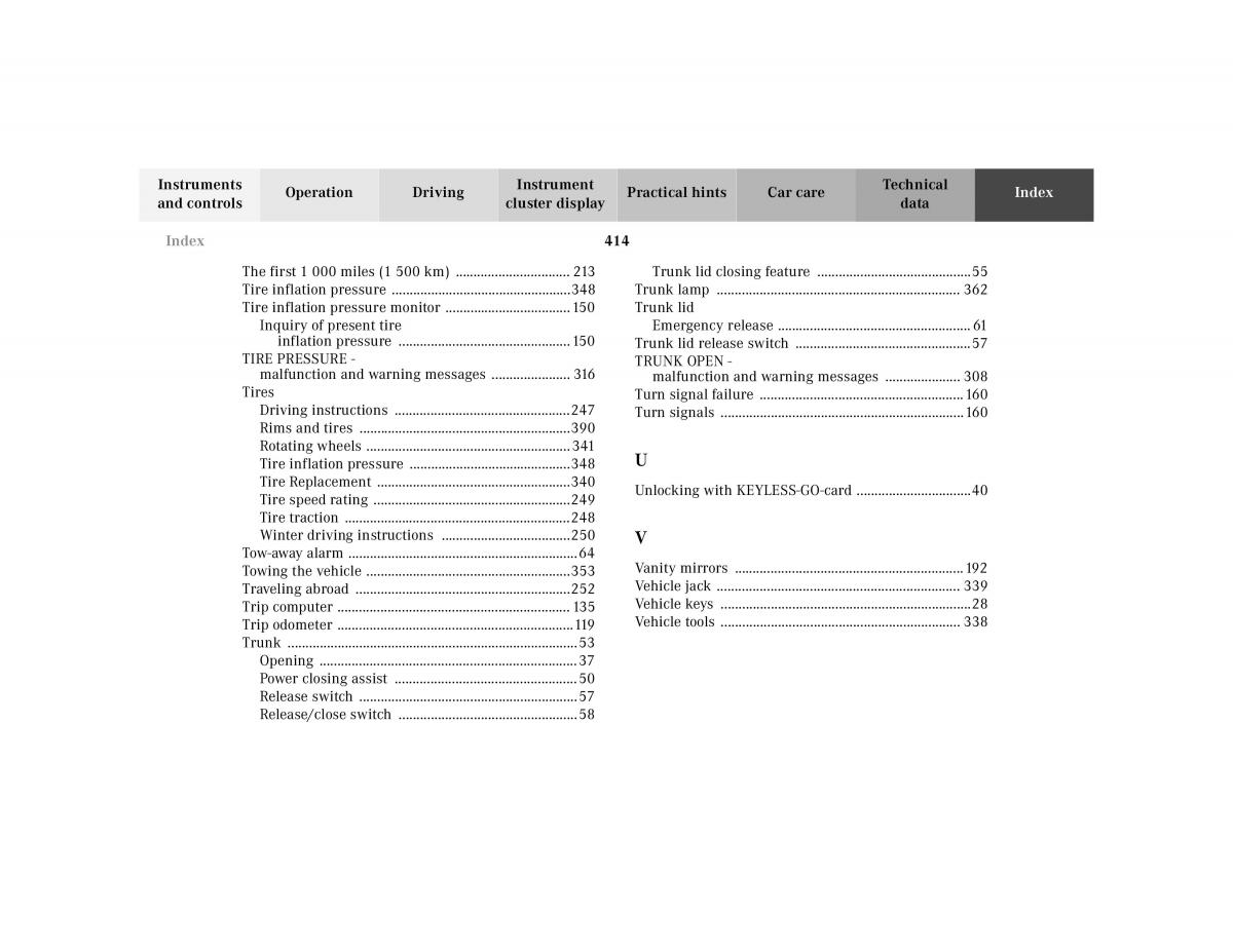 Mercedes Benz S Class W220 owners manual / page 417