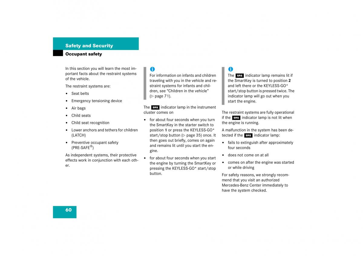 Mercedes Benz S Class W221 owners manual / page 61