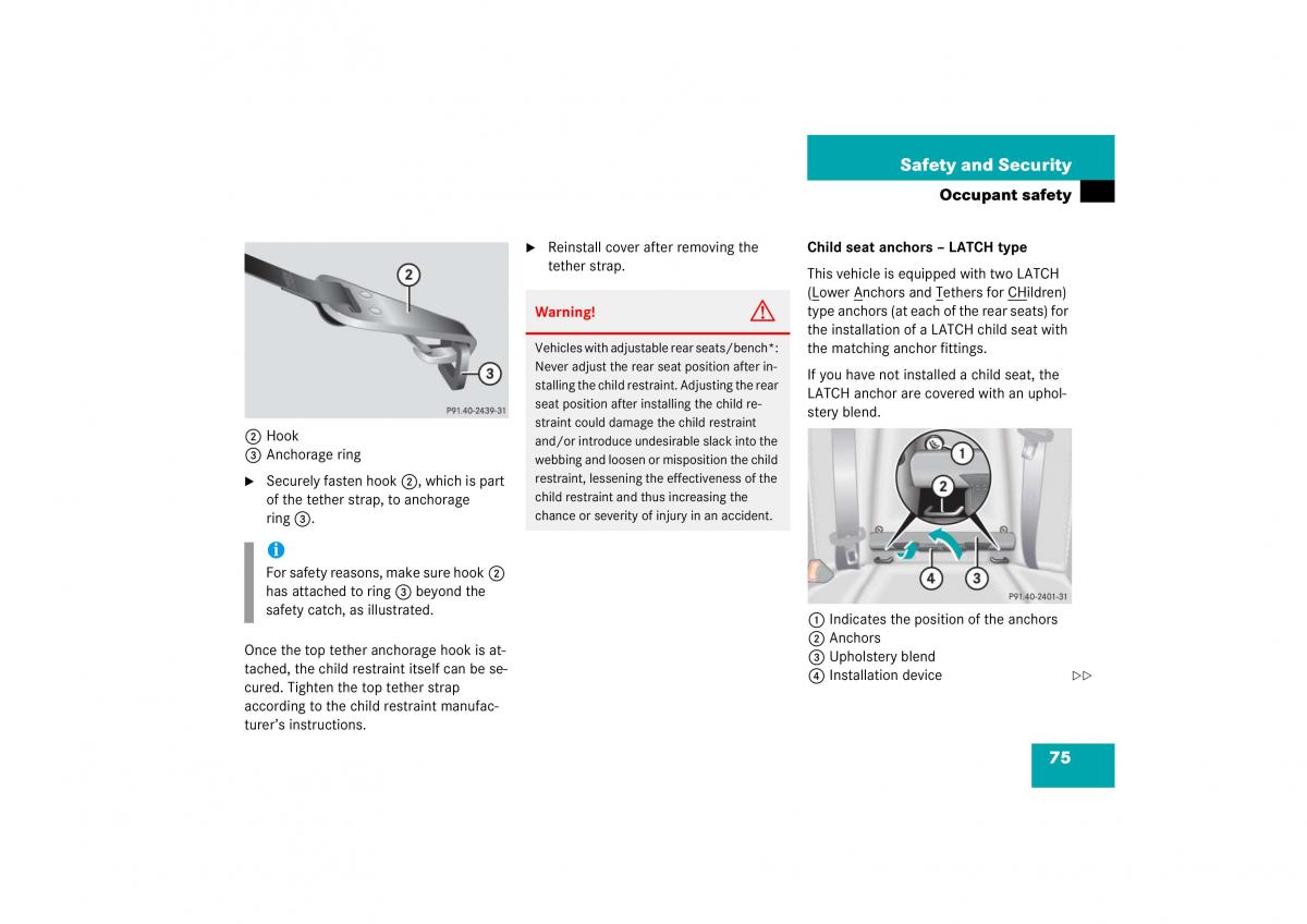 Mercedes Benz S Class W221 owners manual / page 76