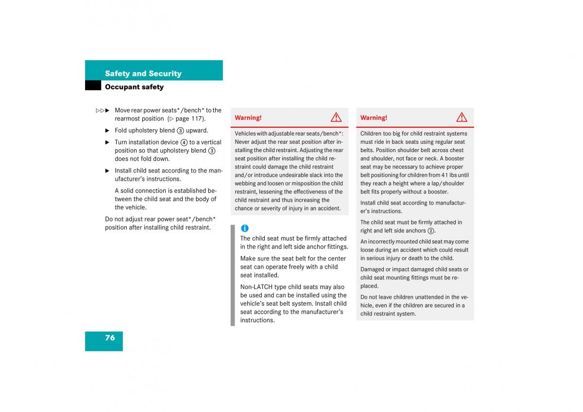 Mercedes Benz S Class W221 owners manual / page 77