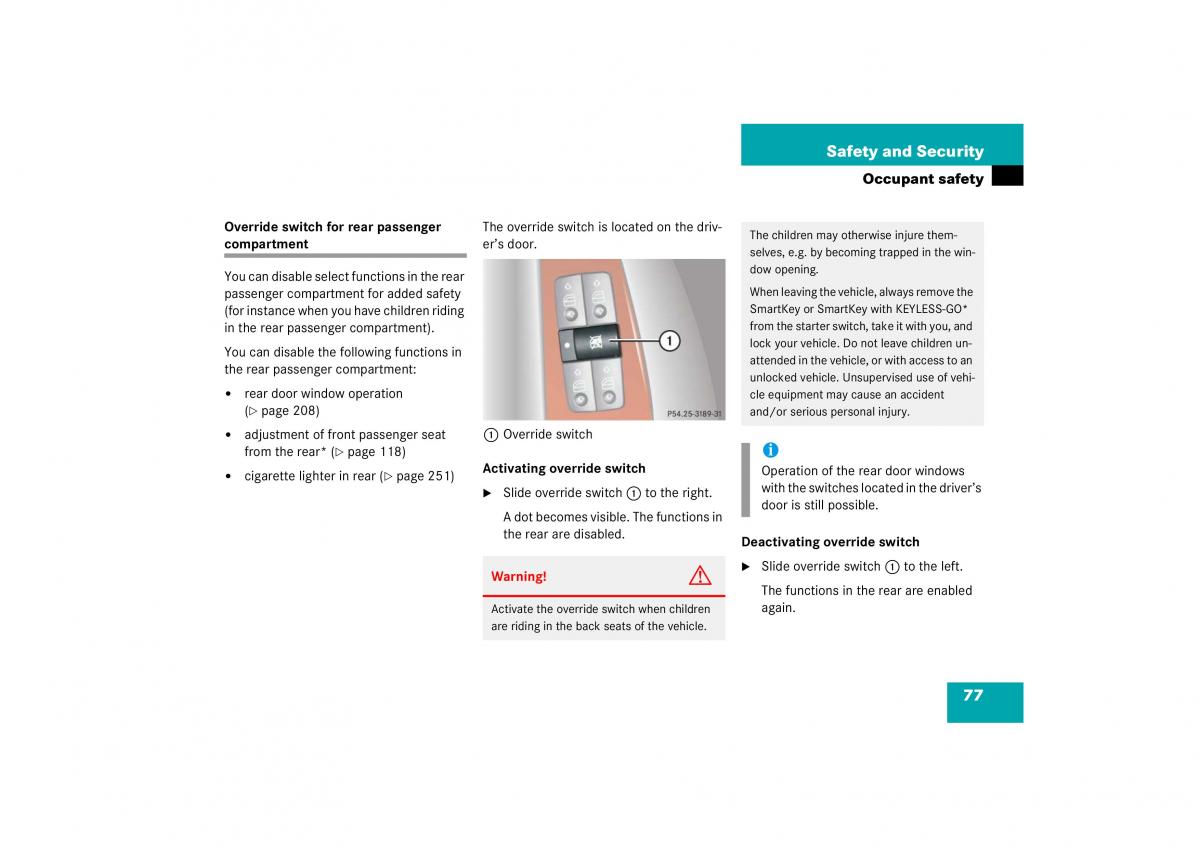 Mercedes Benz S Class W221 owners manual / page 78