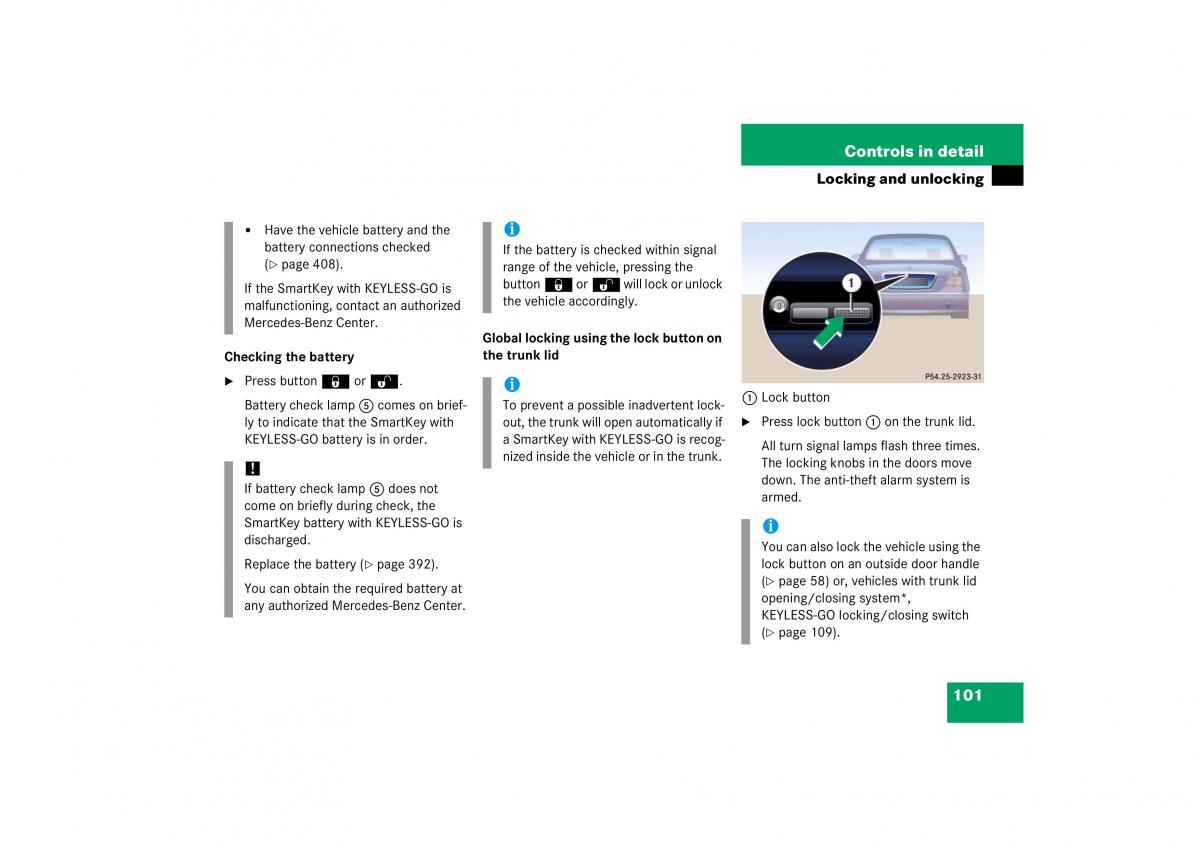 Mercedes Benz S Class W221 owners manual / page 102