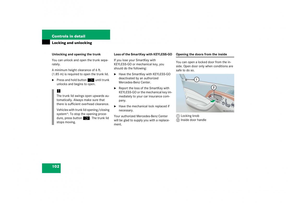 Mercedes Benz S Class W221 owners manual / page 103