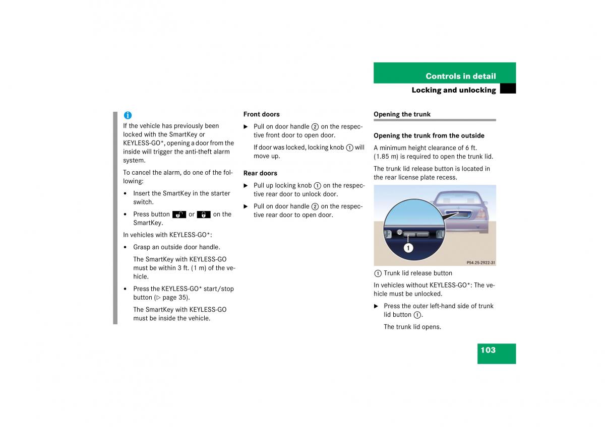 Mercedes Benz S Class W221 owners manual / page 104