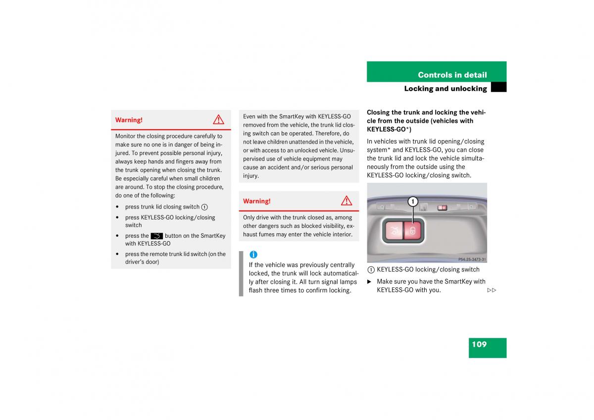 Mercedes Benz S Class W221 owners manual / page 110