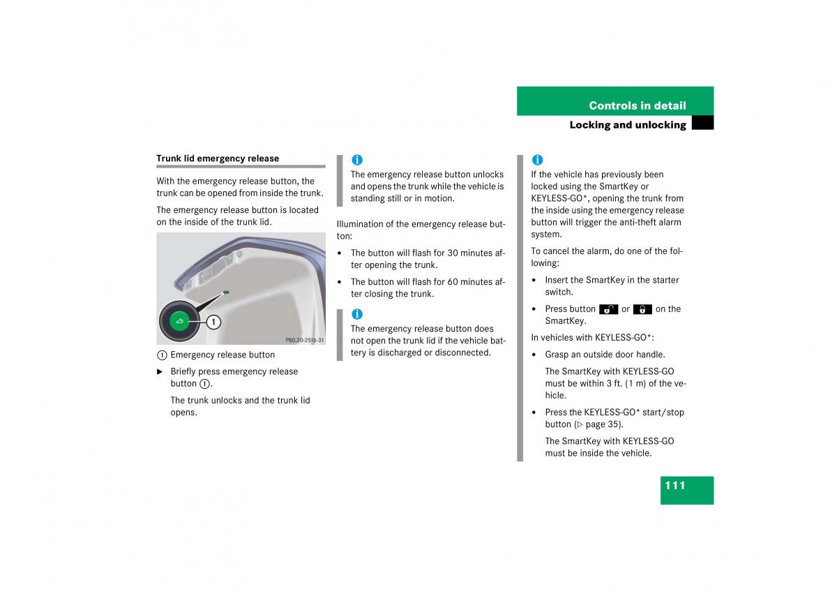 Mercedes Benz S Class W221 owners manual / page 112