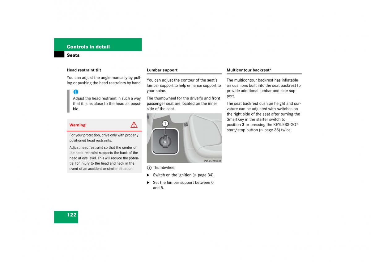 Mercedes Benz S Class W221 owners manual / page 123