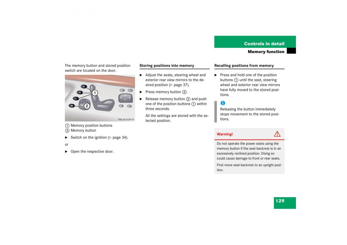 Mercedes Benz S Class W221 owners manual / page 130