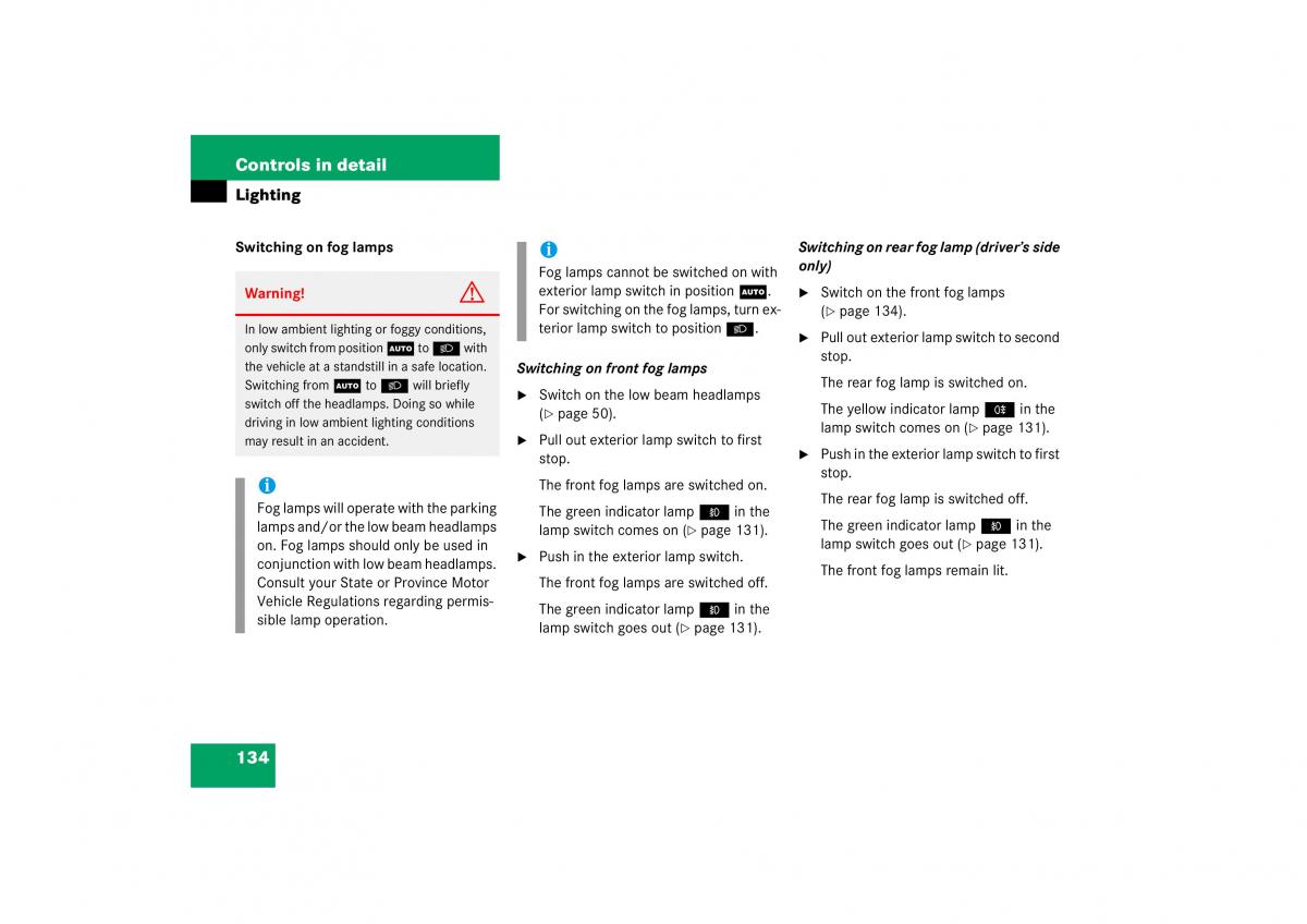 Mercedes Benz S Class W221 owners manual / page 135