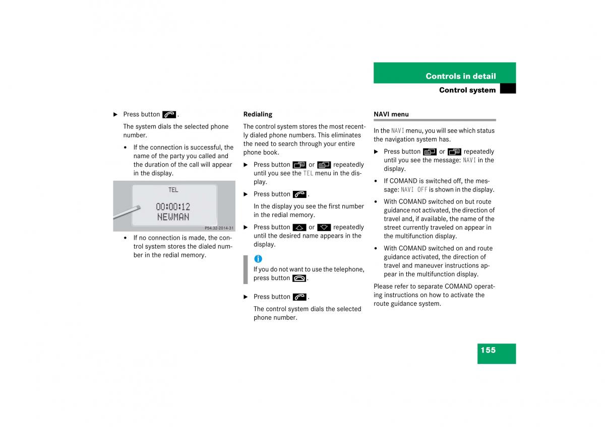 Mercedes Benz S Class W221 owners manual / page 156