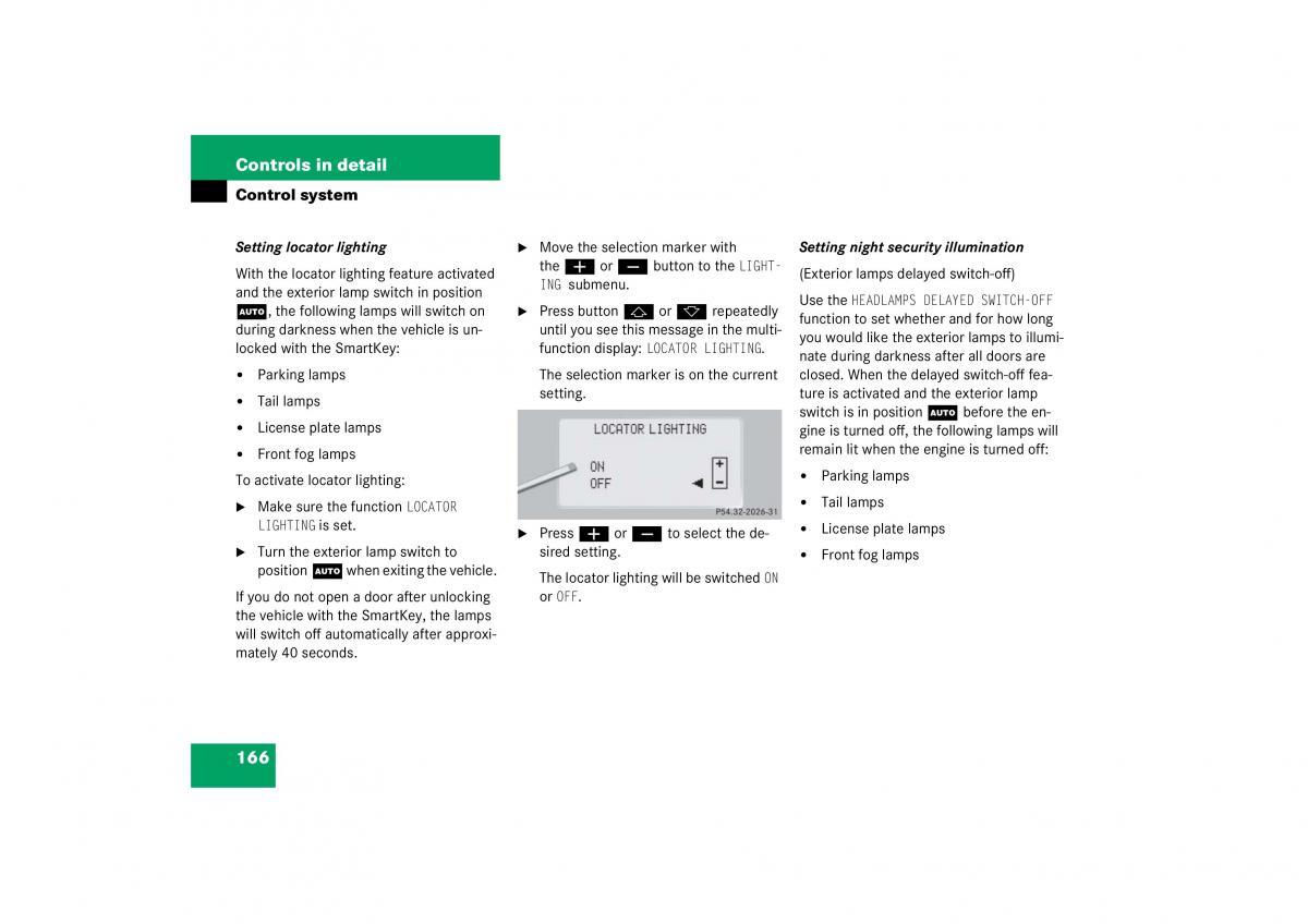 Mercedes Benz S Class W221 owners manual / page 167