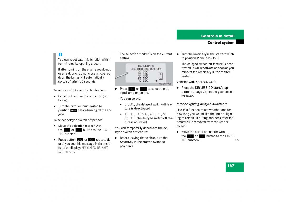 Mercedes Benz S Class W221 owners manual / page 168