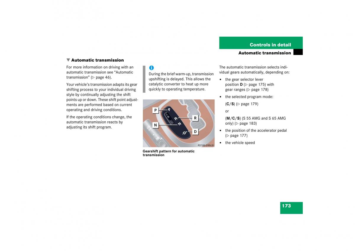 Mercedes Benz S Class W221 owners manual / page 174