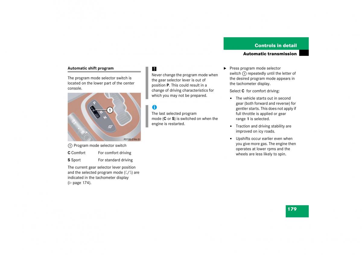 Mercedes Benz S Class W221 owners manual / page 180