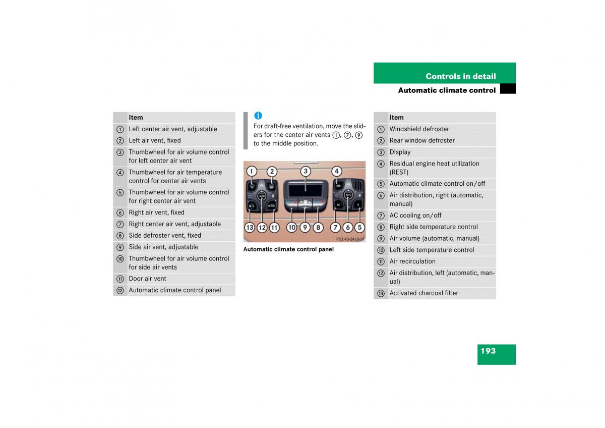 Mercedes Benz S Class W221 owners manual / page 194