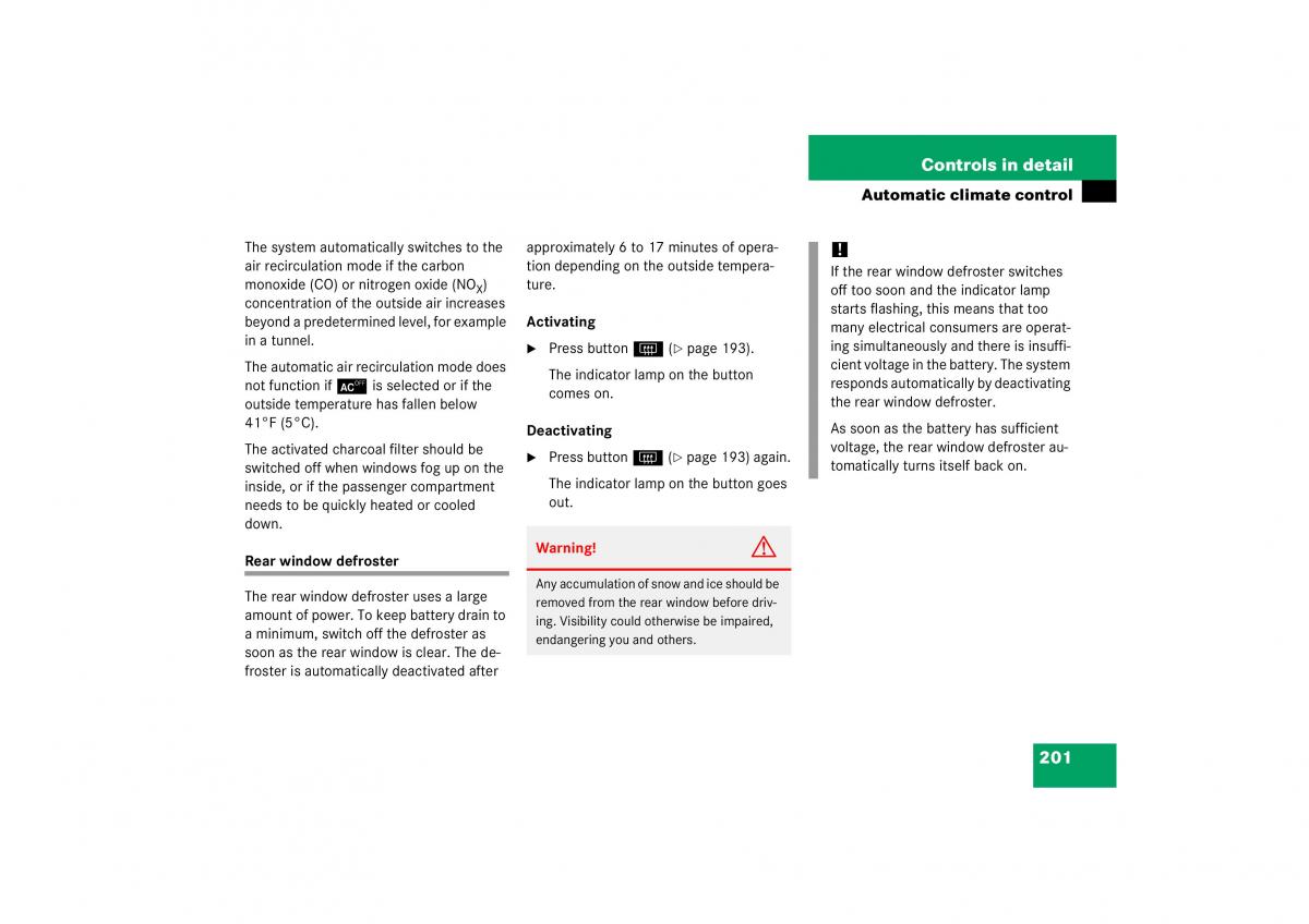 Mercedes Benz S Class W221 owners manual / page 202