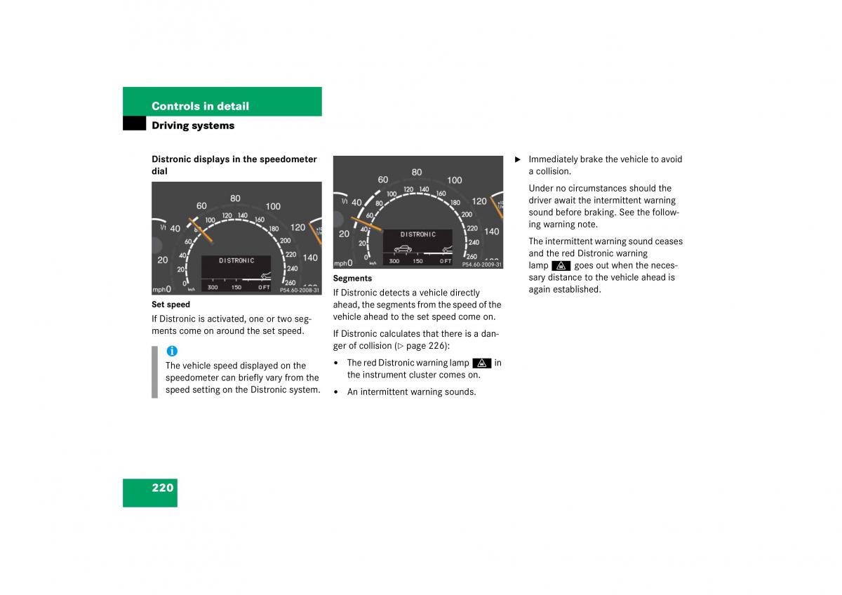 Mercedes Benz S Class W221 owners manual / page 221