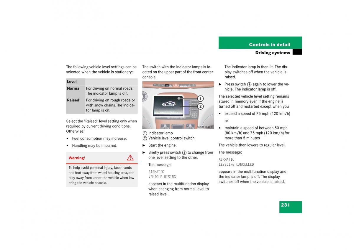 Mercedes Benz S Class W221 owners manual / page 232