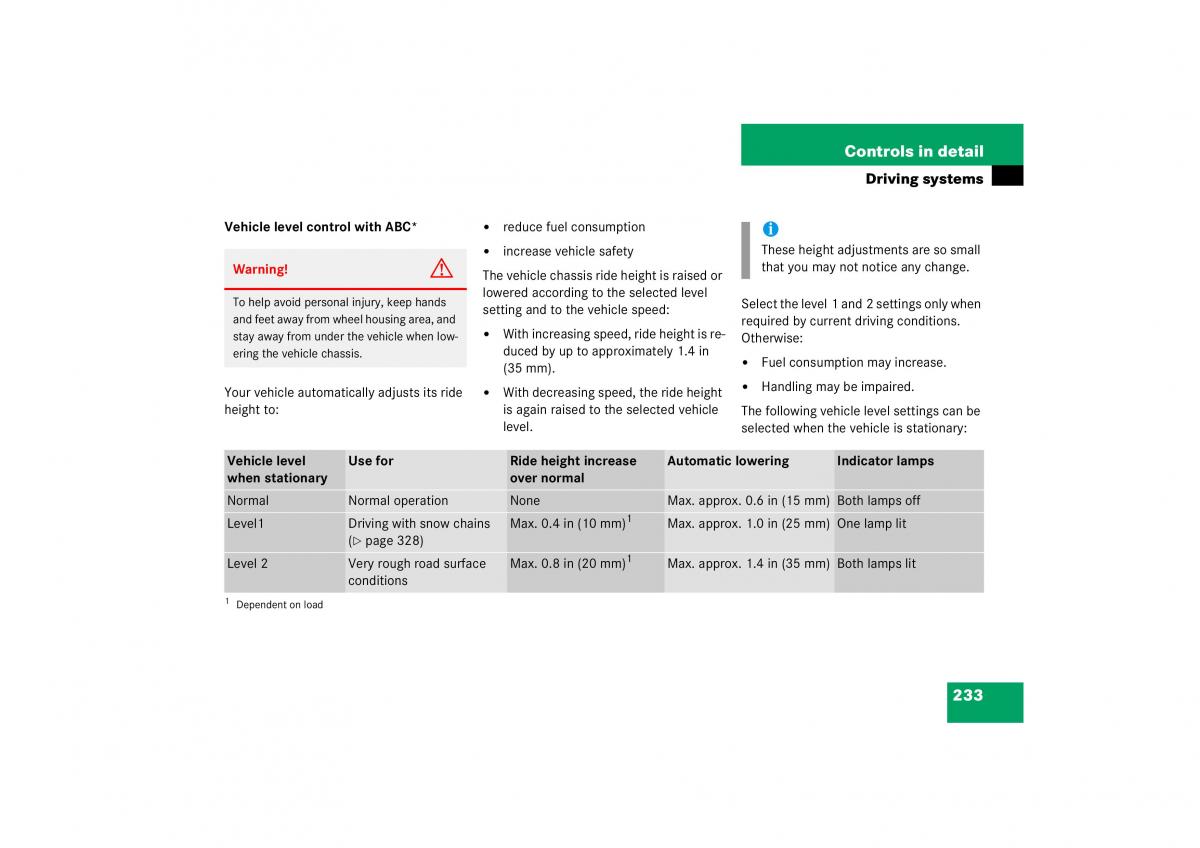 Mercedes Benz S Class W221 owners manual / page 234