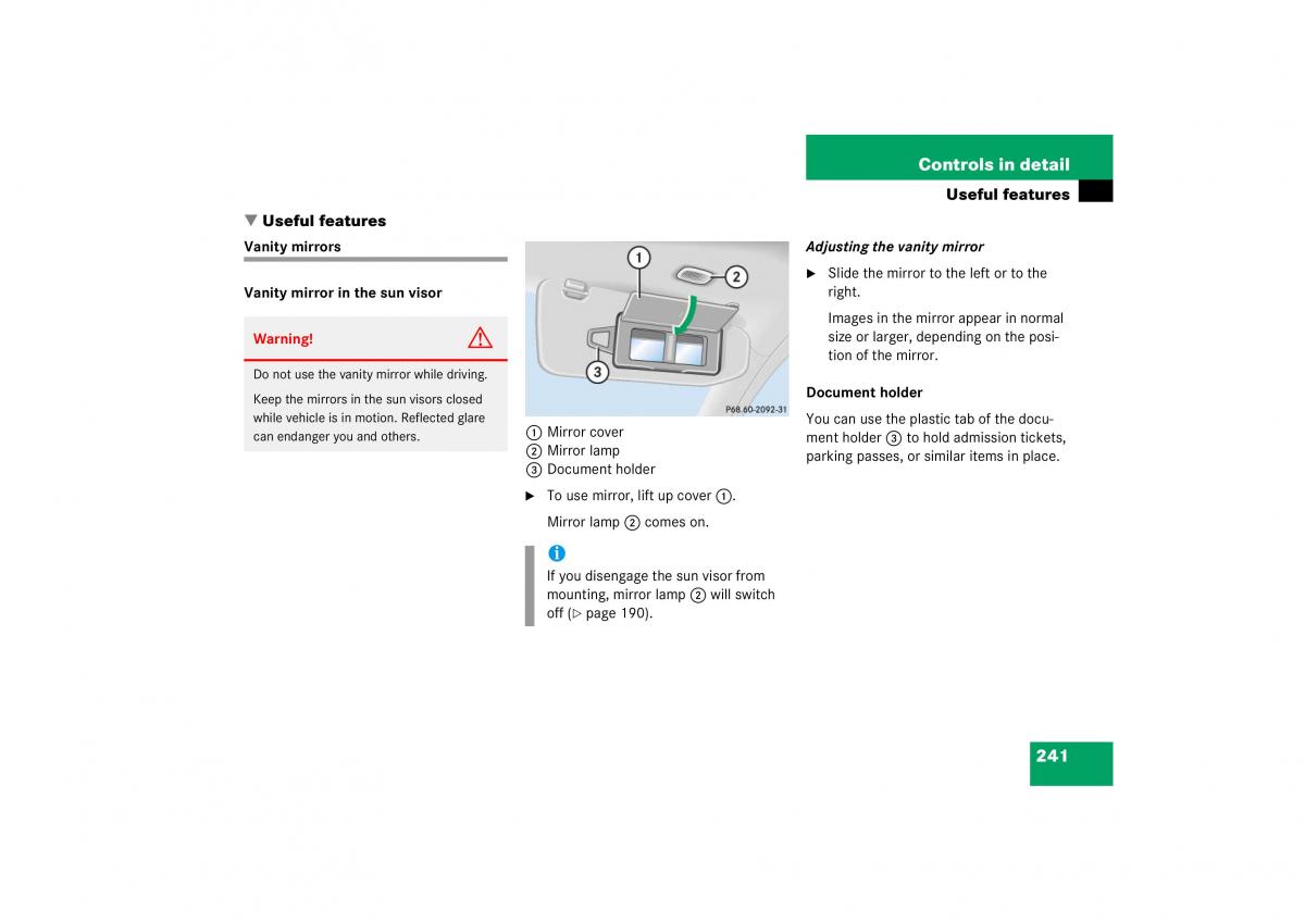 Mercedes Benz S Class W221 owners manual / page 242