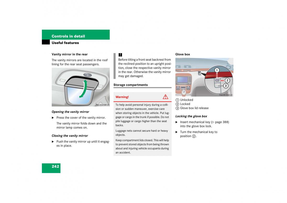 Mercedes Benz S Class W221 owners manual / page 243