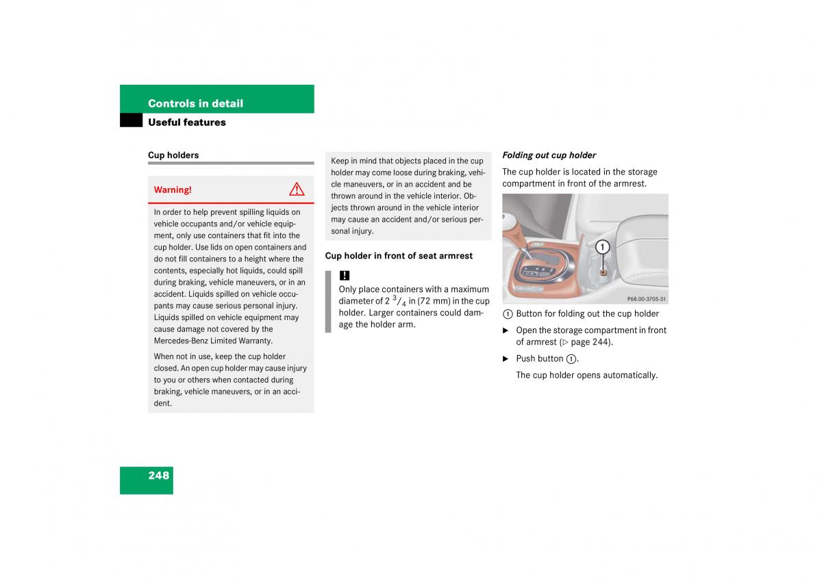 Mercedes Benz S Class W221 owners manual / page 249