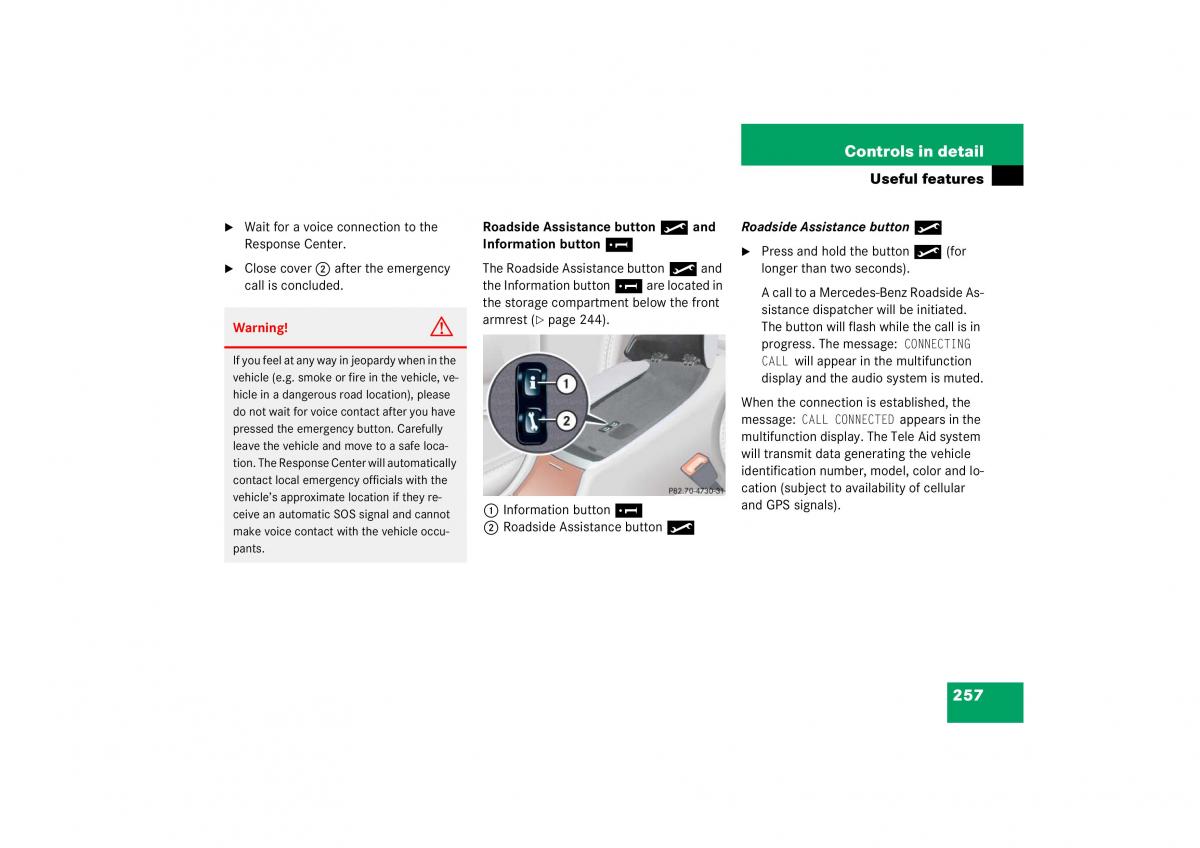 Mercedes Benz S Class W221 owners manual / page 258