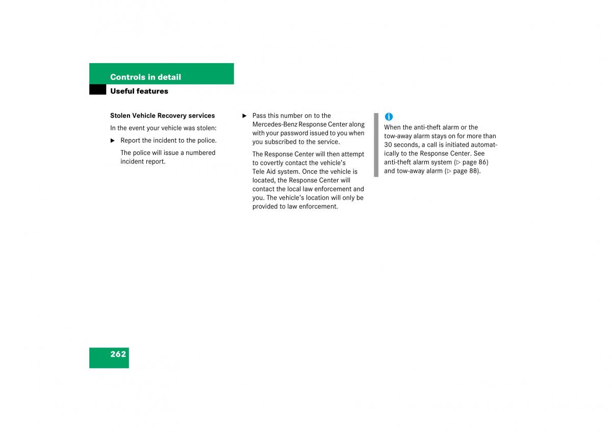 Mercedes Benz S Class W221 owners manual / page 263