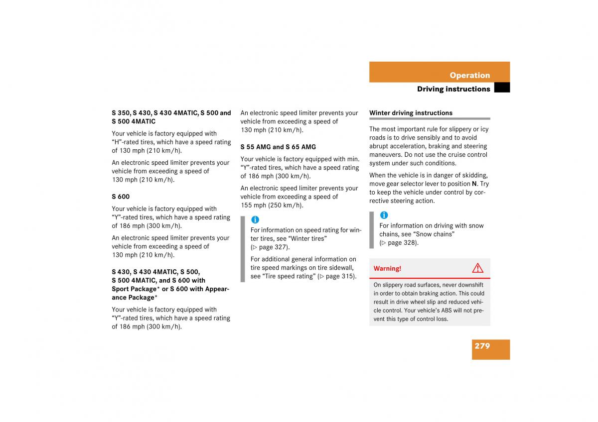 Mercedes Benz S Class W221 owners manual / page 280