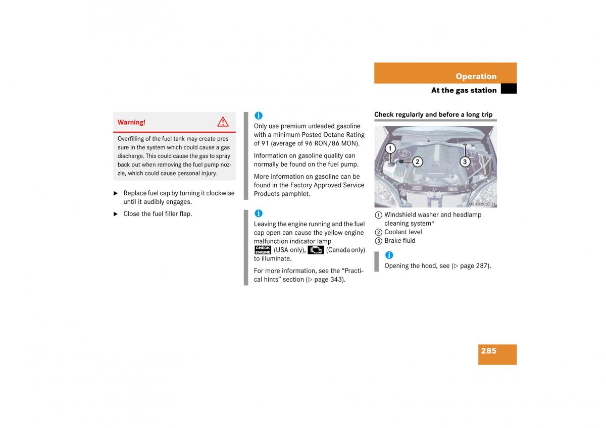 Mercedes Benz S Class W221 owners manual / page 286