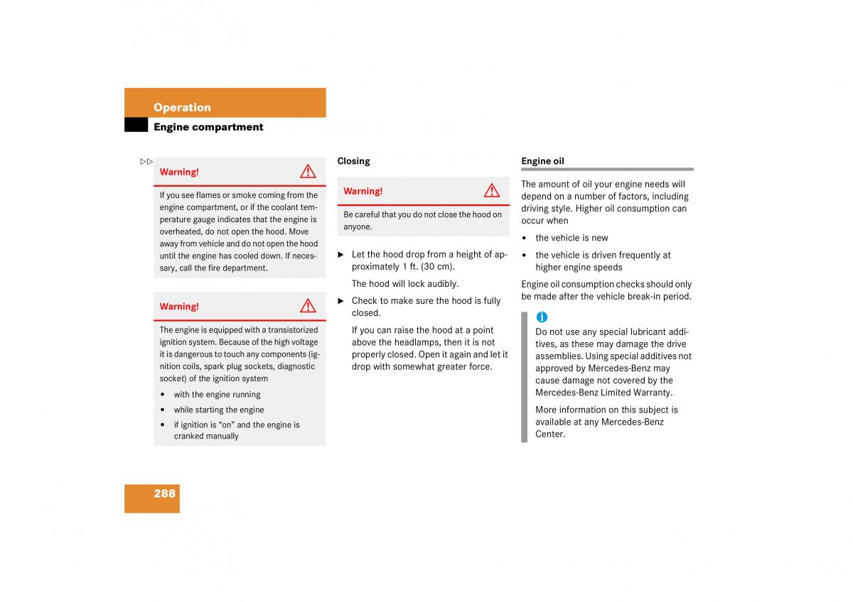 Mercedes Benz S Class W221 owners manual / page 289